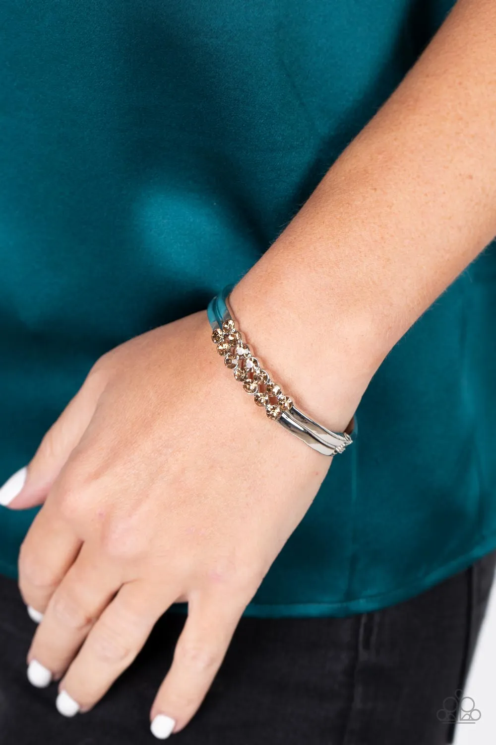 Doubled Down Dazzle - Brown (Topaz) Bracelet