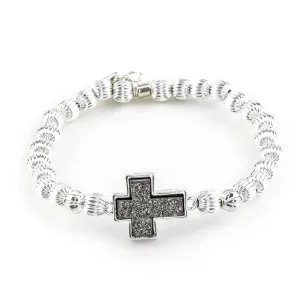Druzy Cross Silver