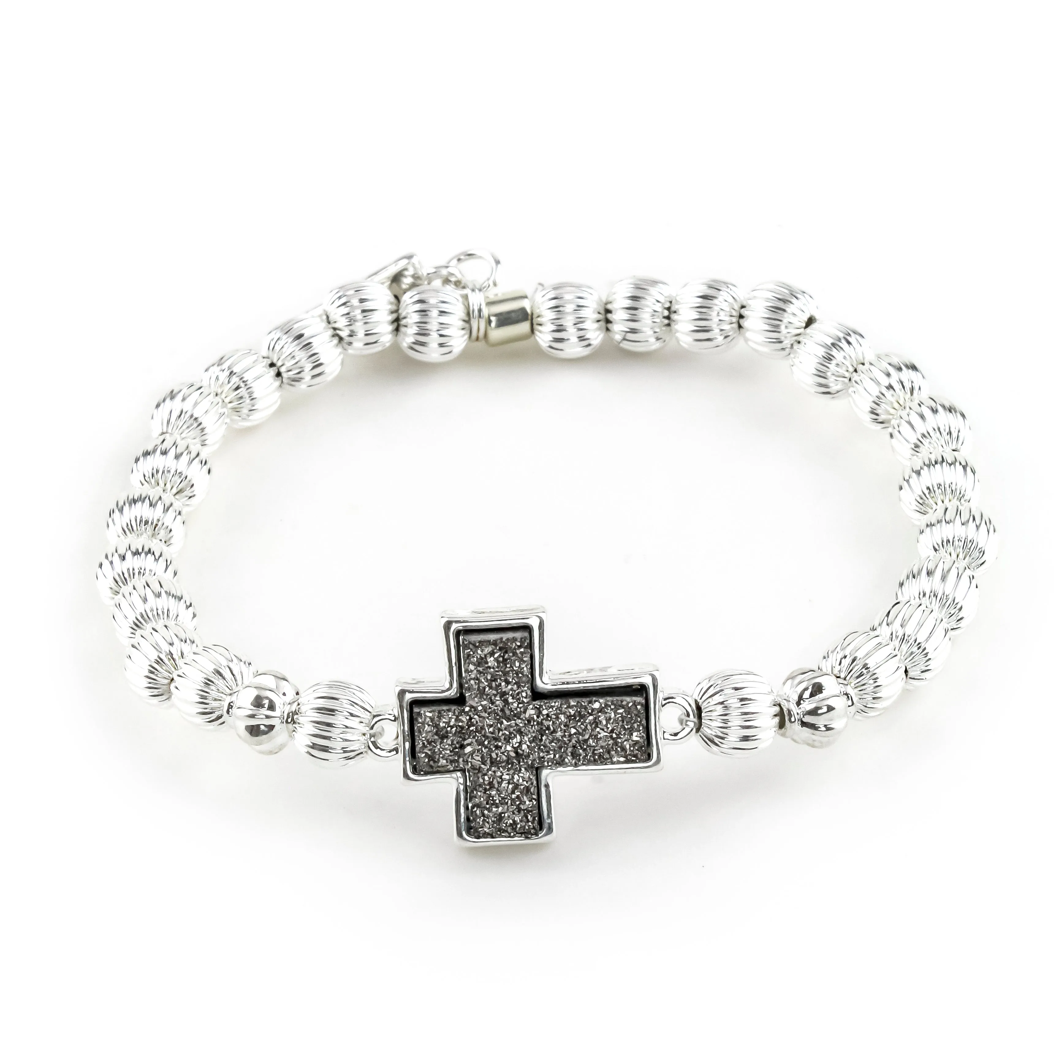 Druzy Cross Silver