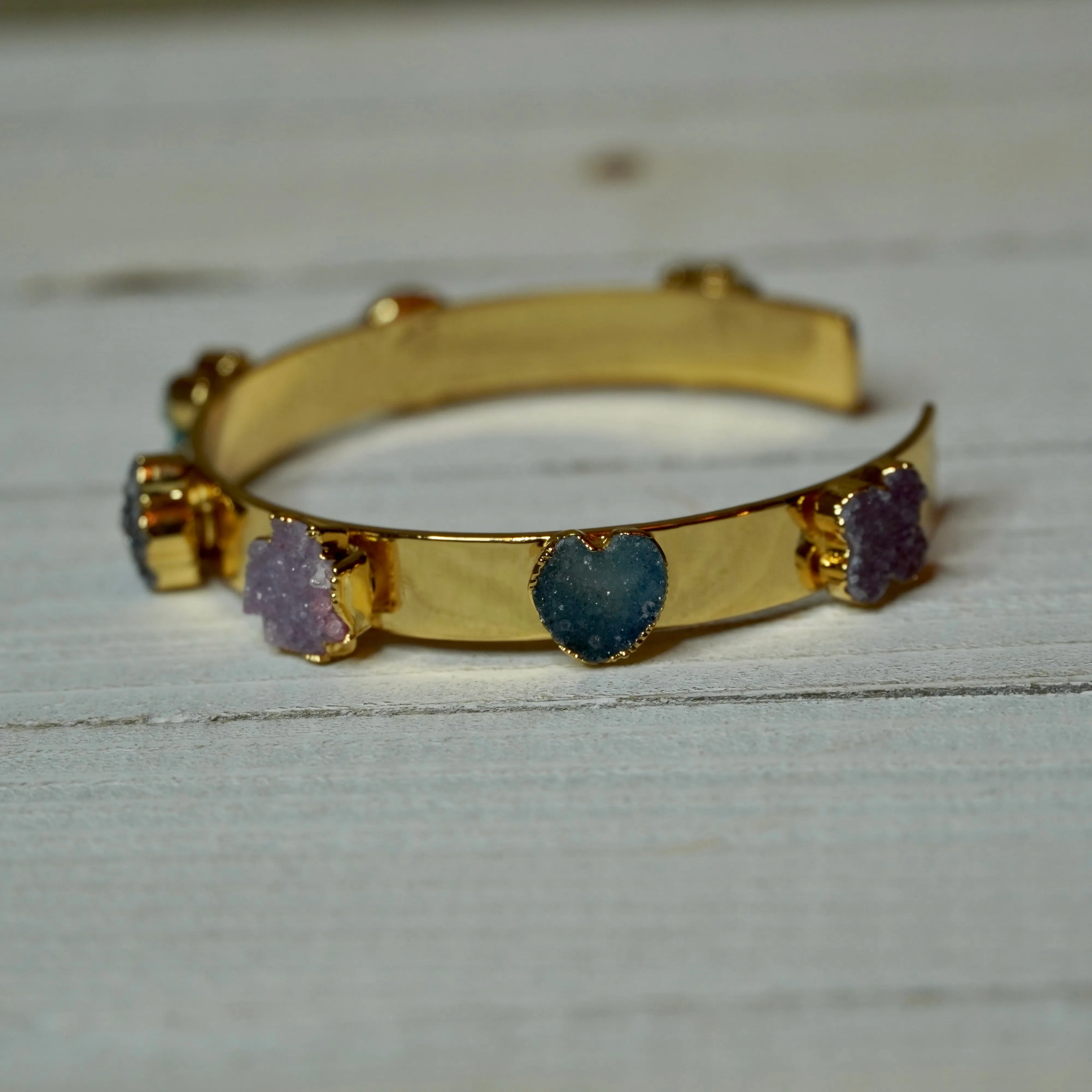 Druzy Gold Plated Open 7.5" Cuff Bracelet | Erika Williner Designs