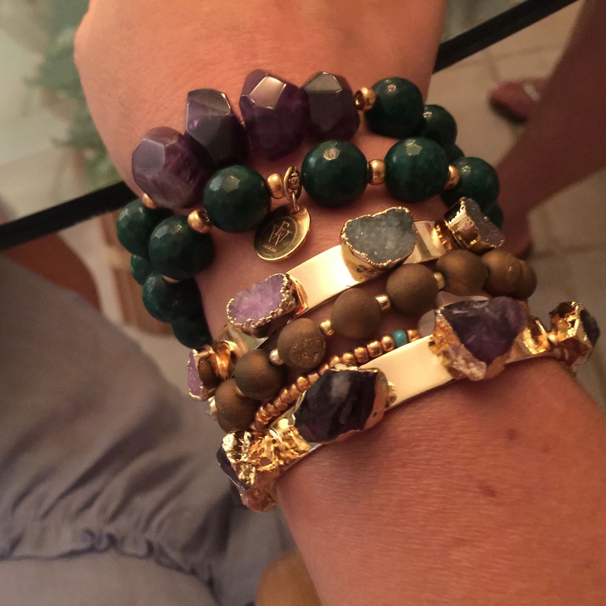Druzy Gold Plated Open 7.5" Cuff Bracelet | Erika Williner Designs