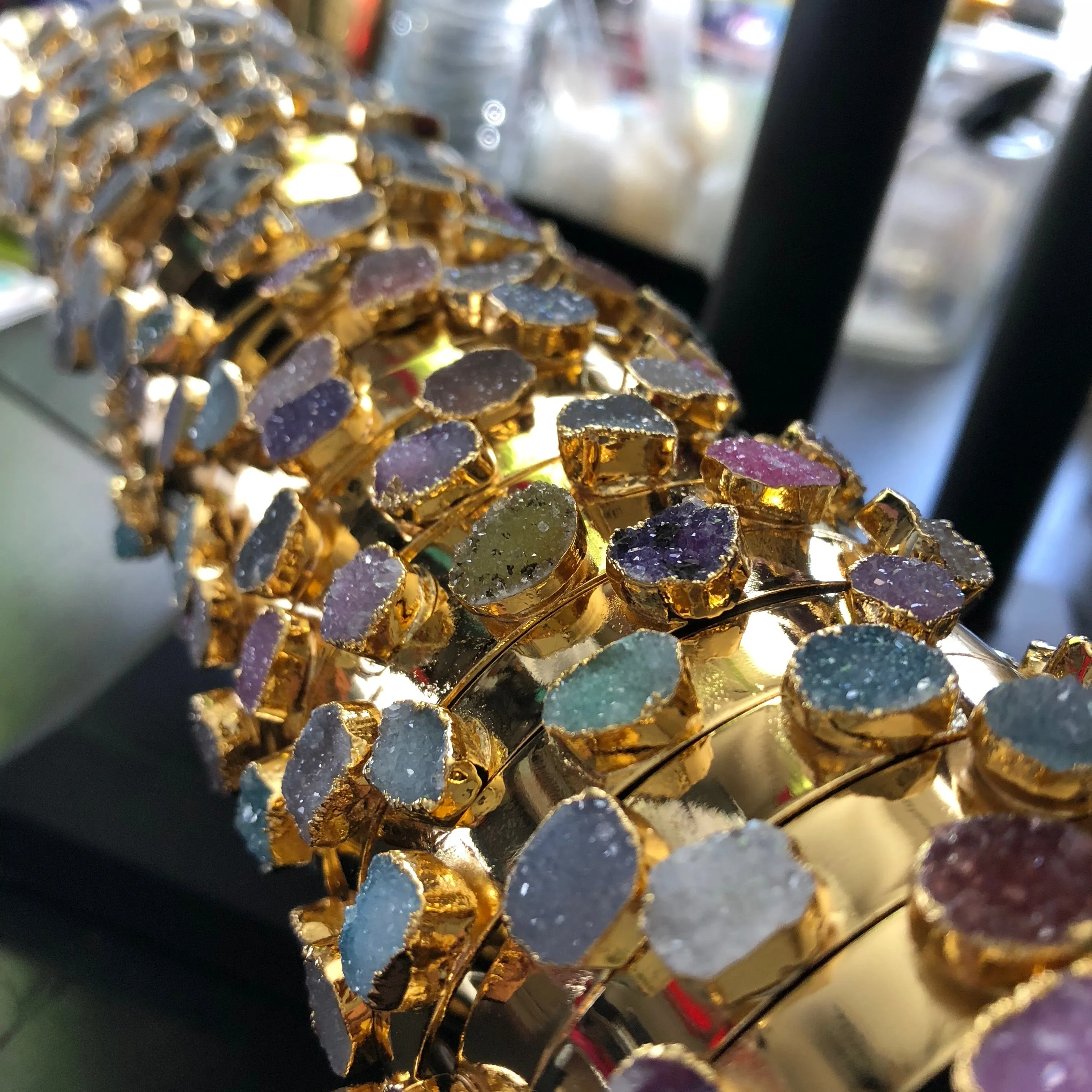 Druzy Gold Plated Open 7.5" Cuff Bracelet | Erika Williner Designs