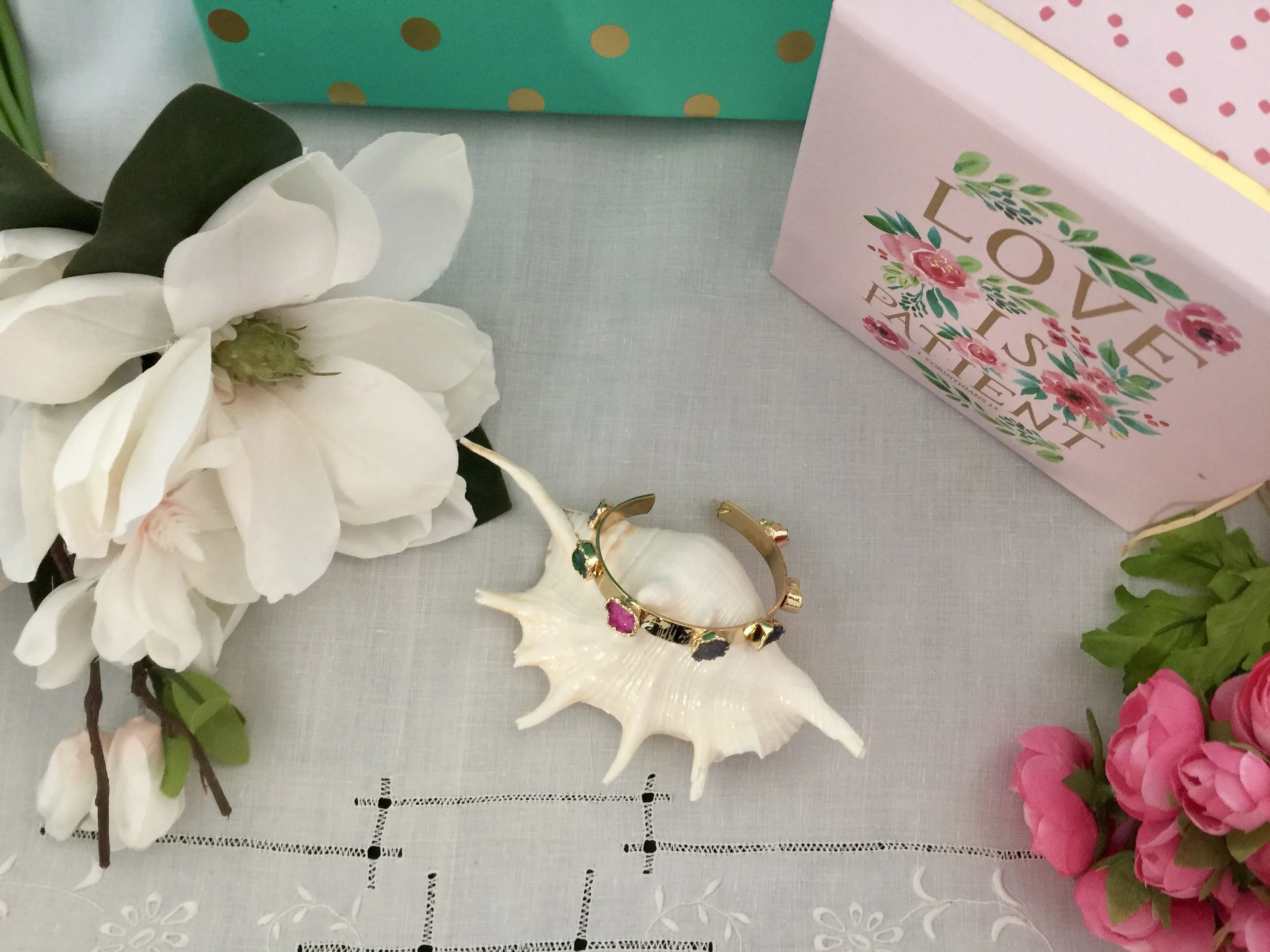 Druzy Gold Plated Open 7.5" Cuff Bracelet | Erika Williner Designs