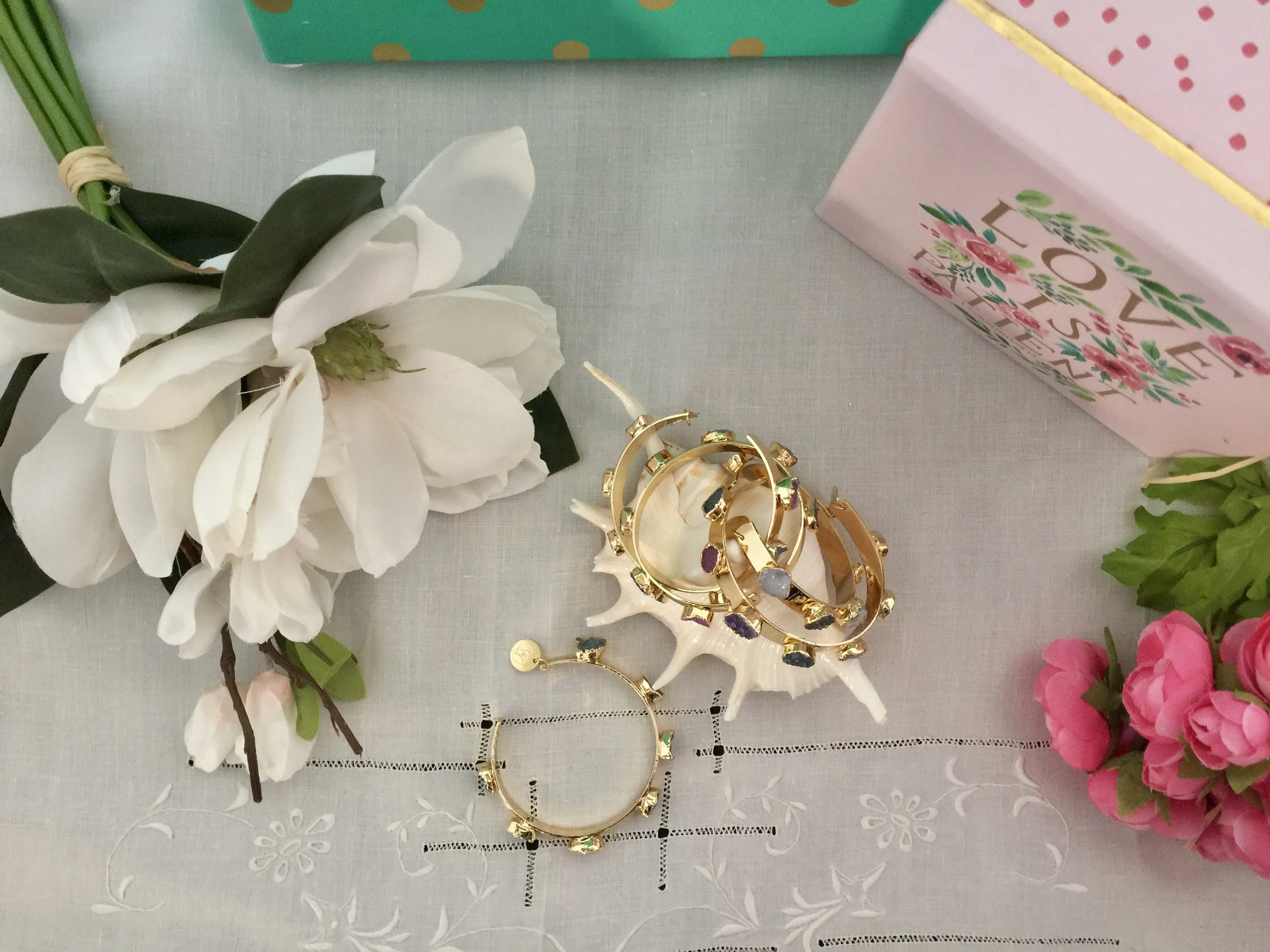 Druzy Gold Plated Open 7.5" Cuff Bracelet | Erika Williner Designs