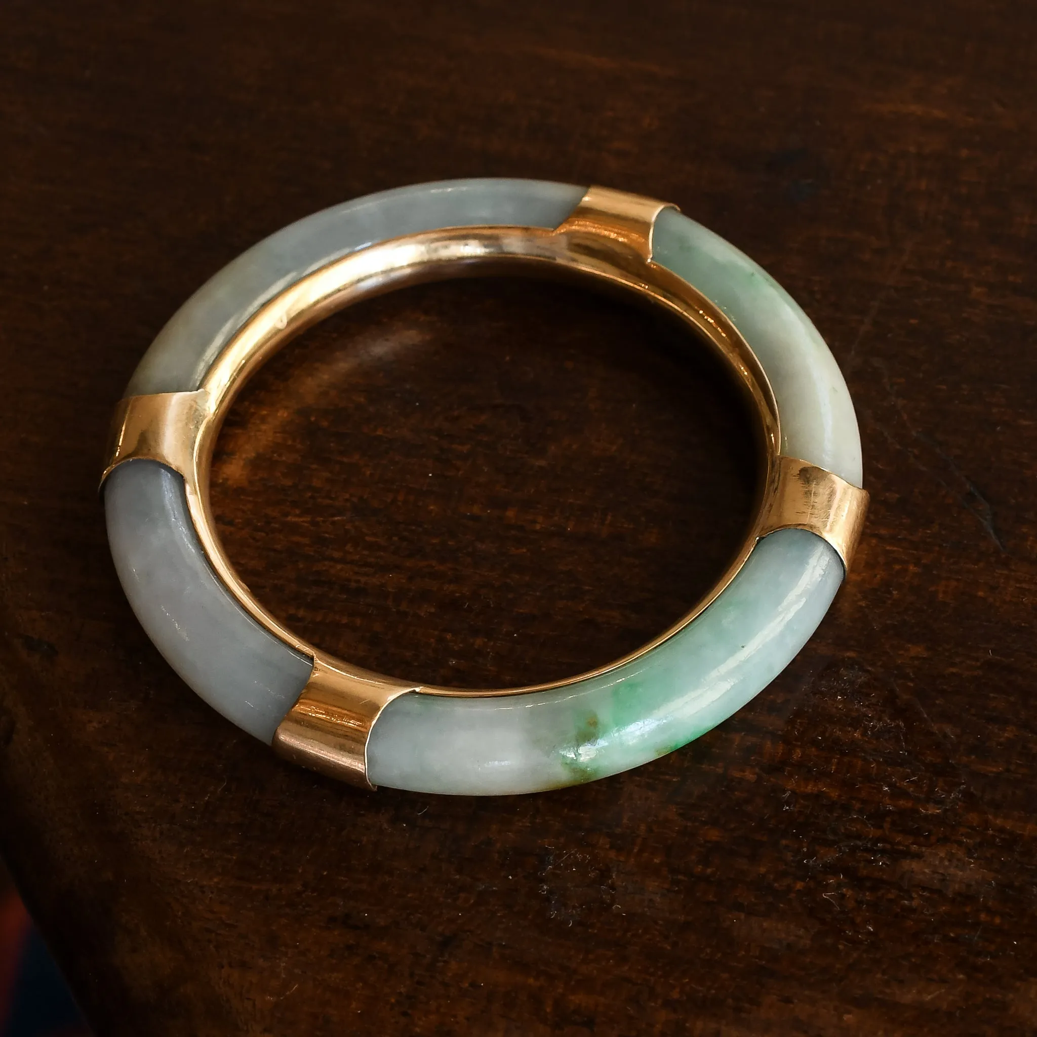 Edwardian 14k Gold & Jade Bangle