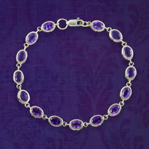 Edwardian Style Amethyst Bracelet 9ct Gold