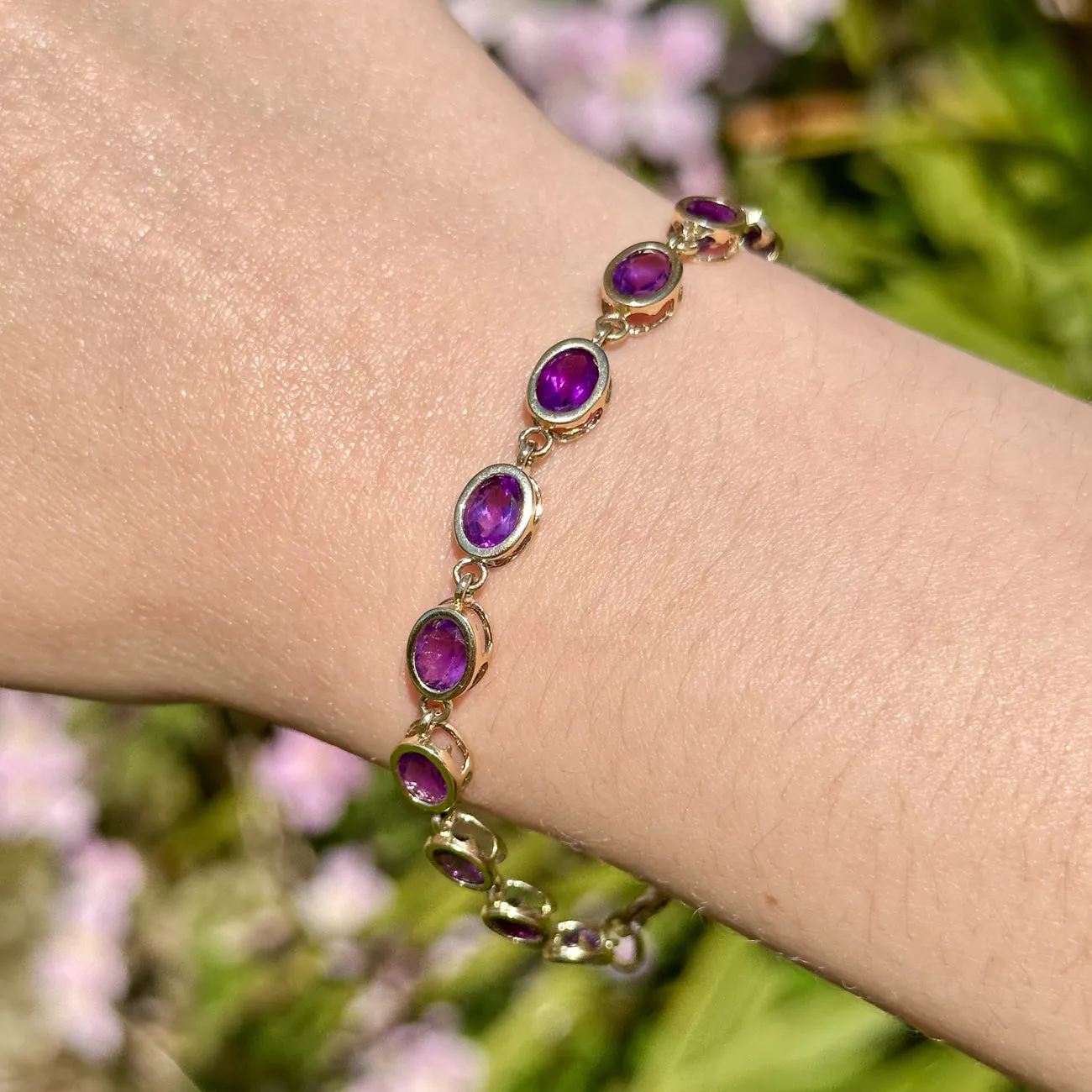 Edwardian Style Amethyst Bracelet 9ct Gold