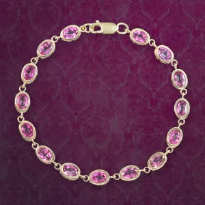Edwardian Style Pink Topaz Bracelet 9ct Gold