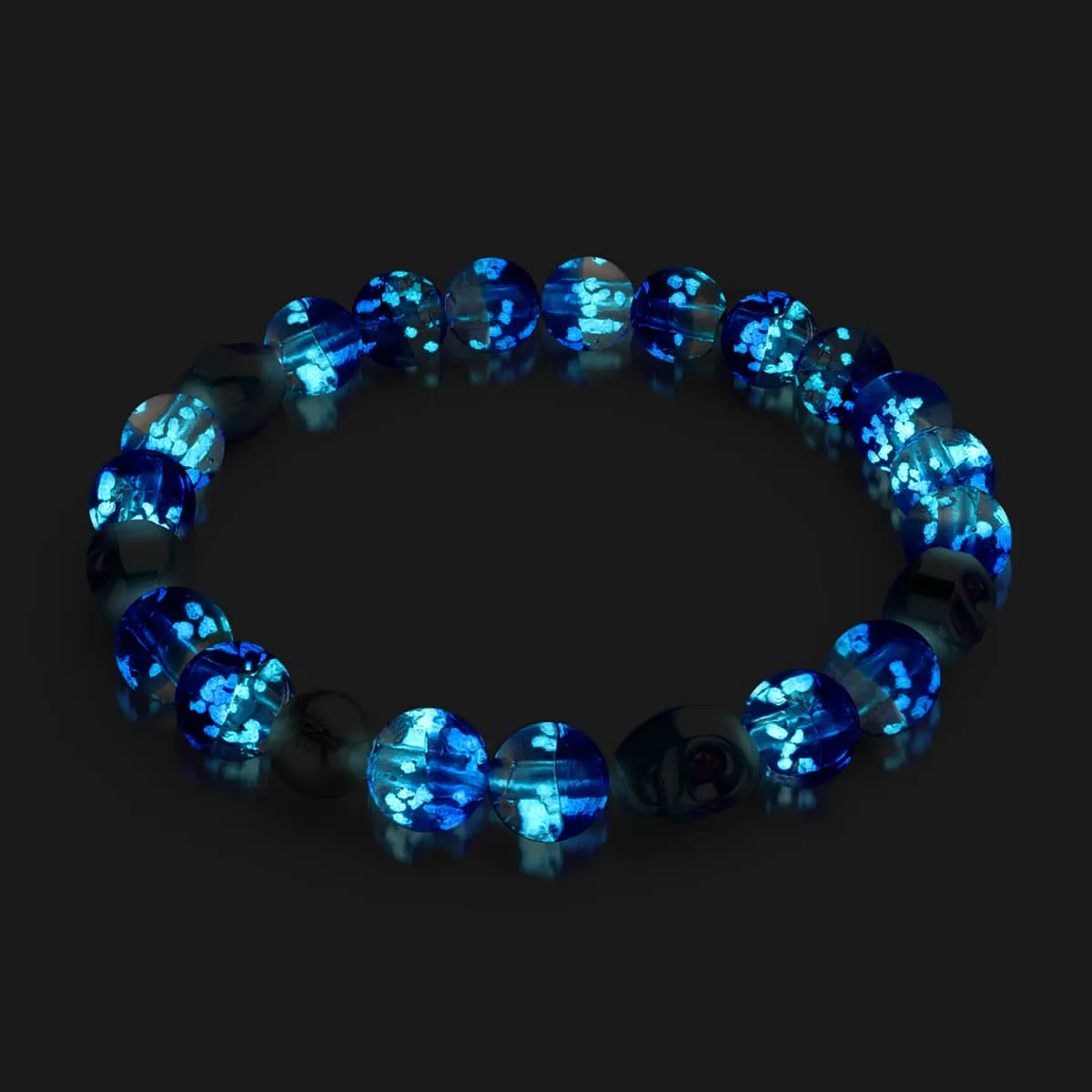Eerie Tides | .925 Sterling Silver | Firefly Glass Skull Bracelet