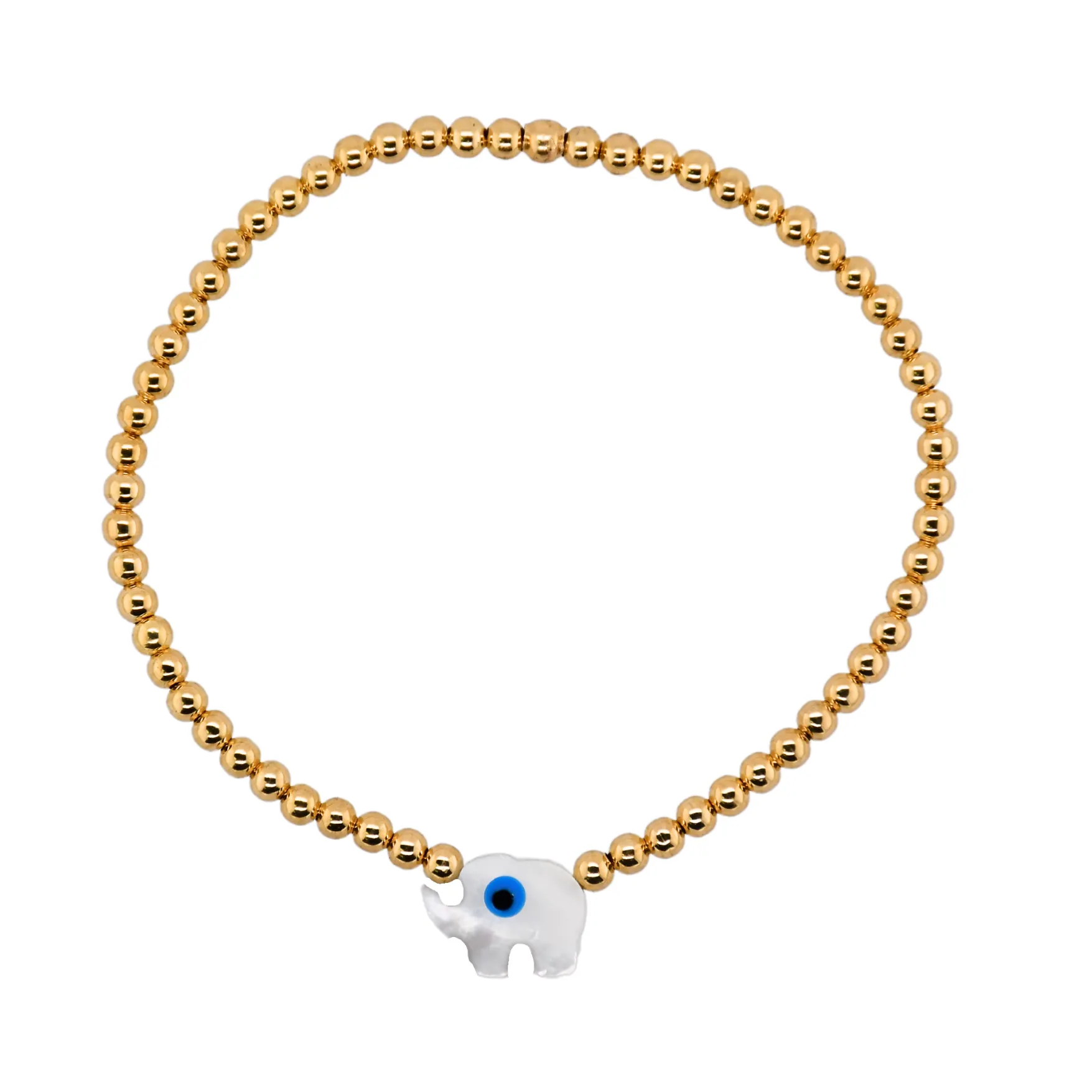 ELEPHANT EVIL EYE MOP | Opal Charm and 14K Gold Filled Beads Bracelet