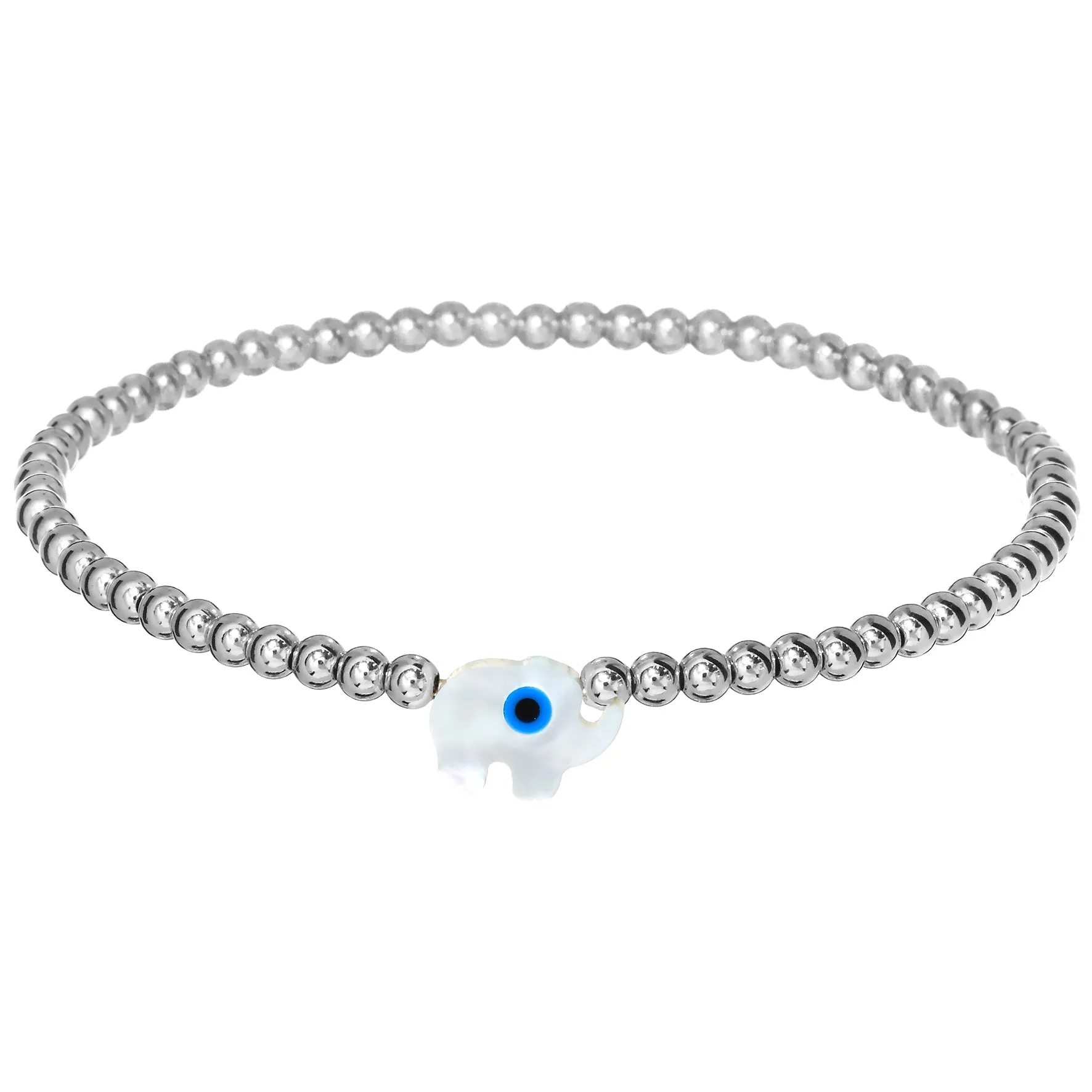 ELEPHANT EVIL EYE MOP | Opal Charm and 14K Gold Filled Beads Bracelet