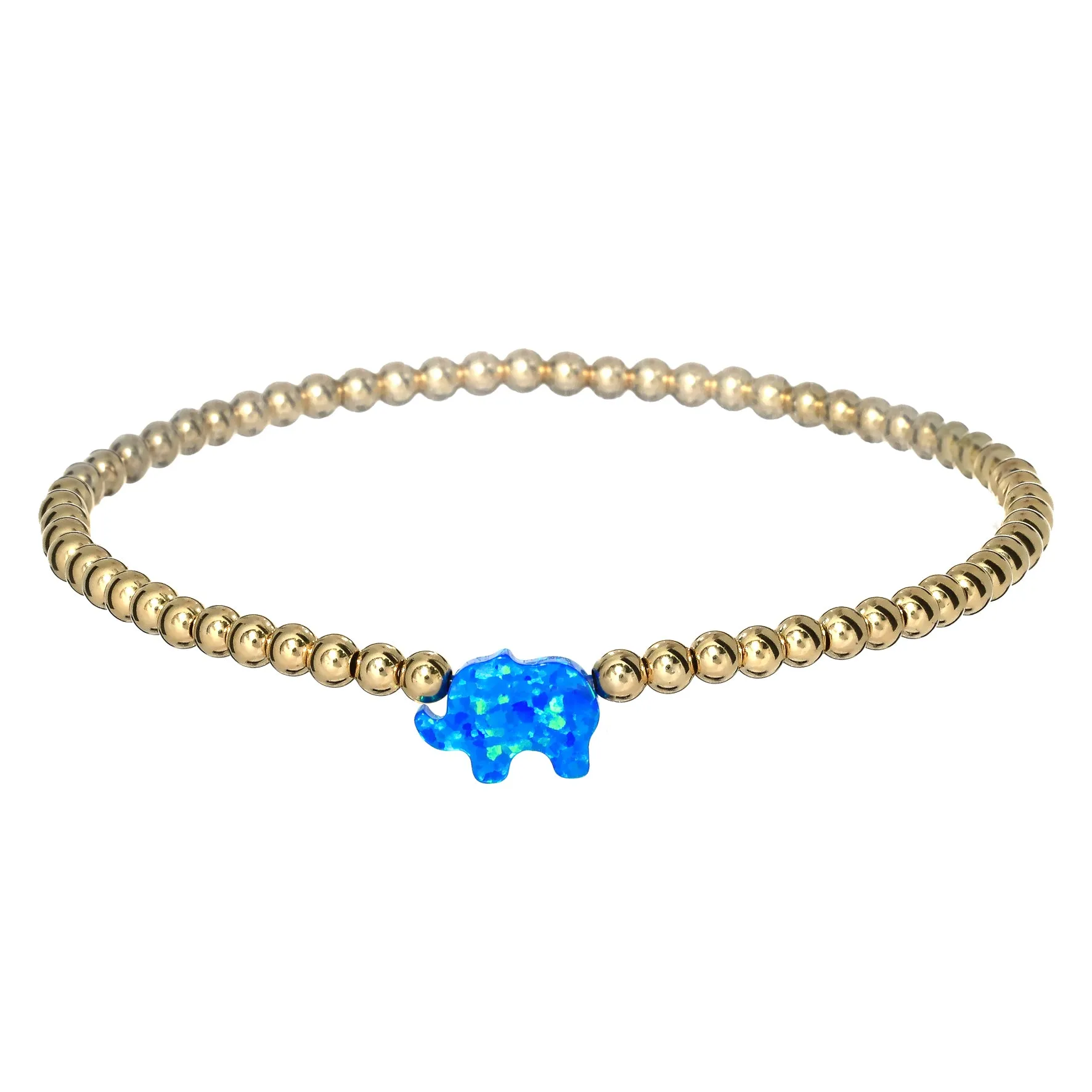 ELEPHANT | Opal Charm and 14K Gold Filled Beads Bracelet
