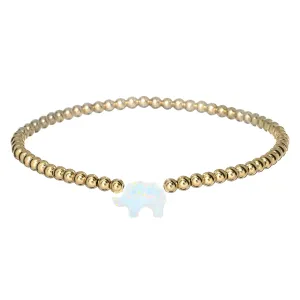 ELEPHANT | Opal Charm and 14K Gold Filled Beads Bracelet