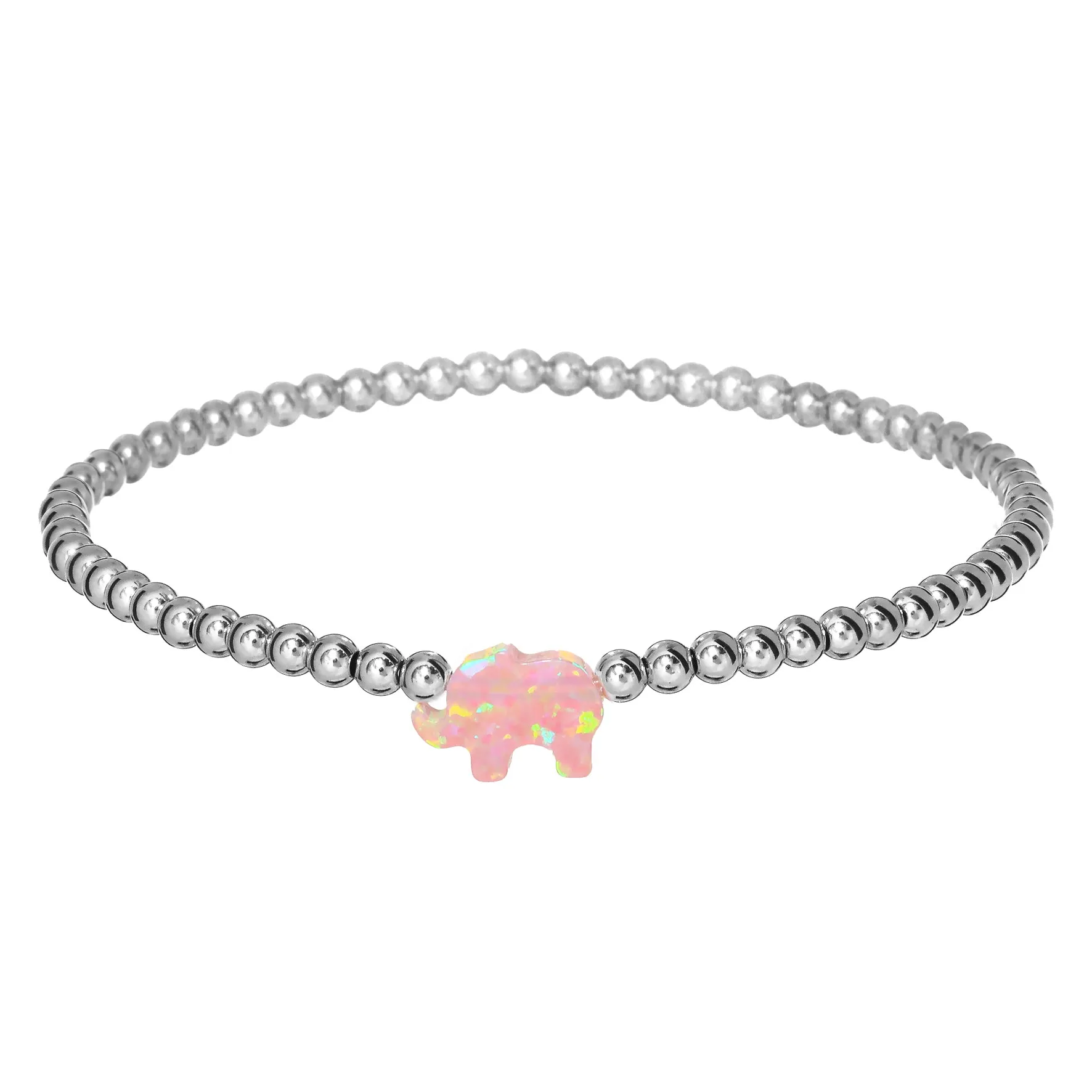 ELEPHANT | Opal Charm and 14K Gold Filled Beads Bracelet