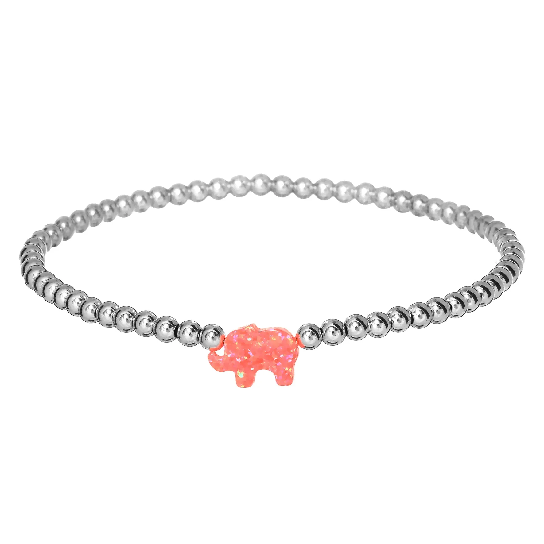 ELEPHANT | Opal Charm and 14K Gold Filled Beads Bracelet
