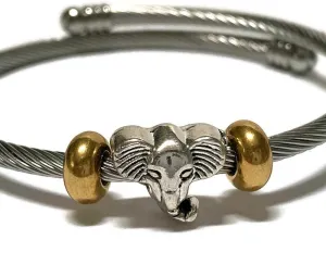 Elephant Stainless Expandable twisted Steel Bracelet Glass Charm Bead. Easy to put on adjustable stretch memory wire. One size fits most