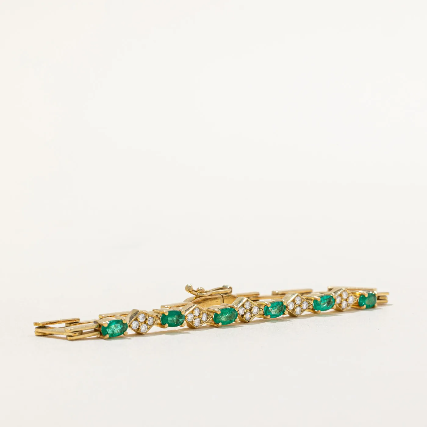 Emerald & Diamond Bracelet | 1.20ctw, 0.30ctw | 7" |