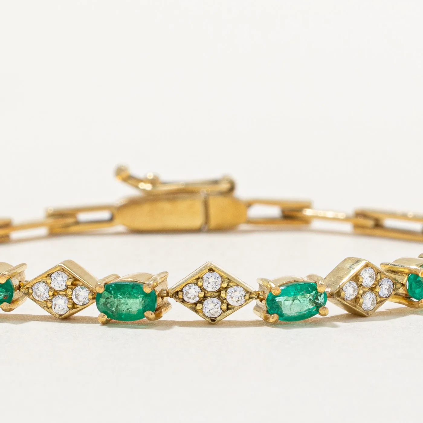 Emerald & Diamond Bracelet | 1.20ctw, 0.30ctw | 7" |