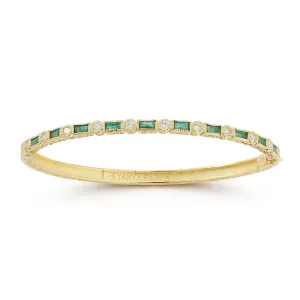 Emerald Baguette & Diamond Bezel Bangle