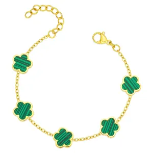 Emerald Clover Station Bracelet – 18K Gold