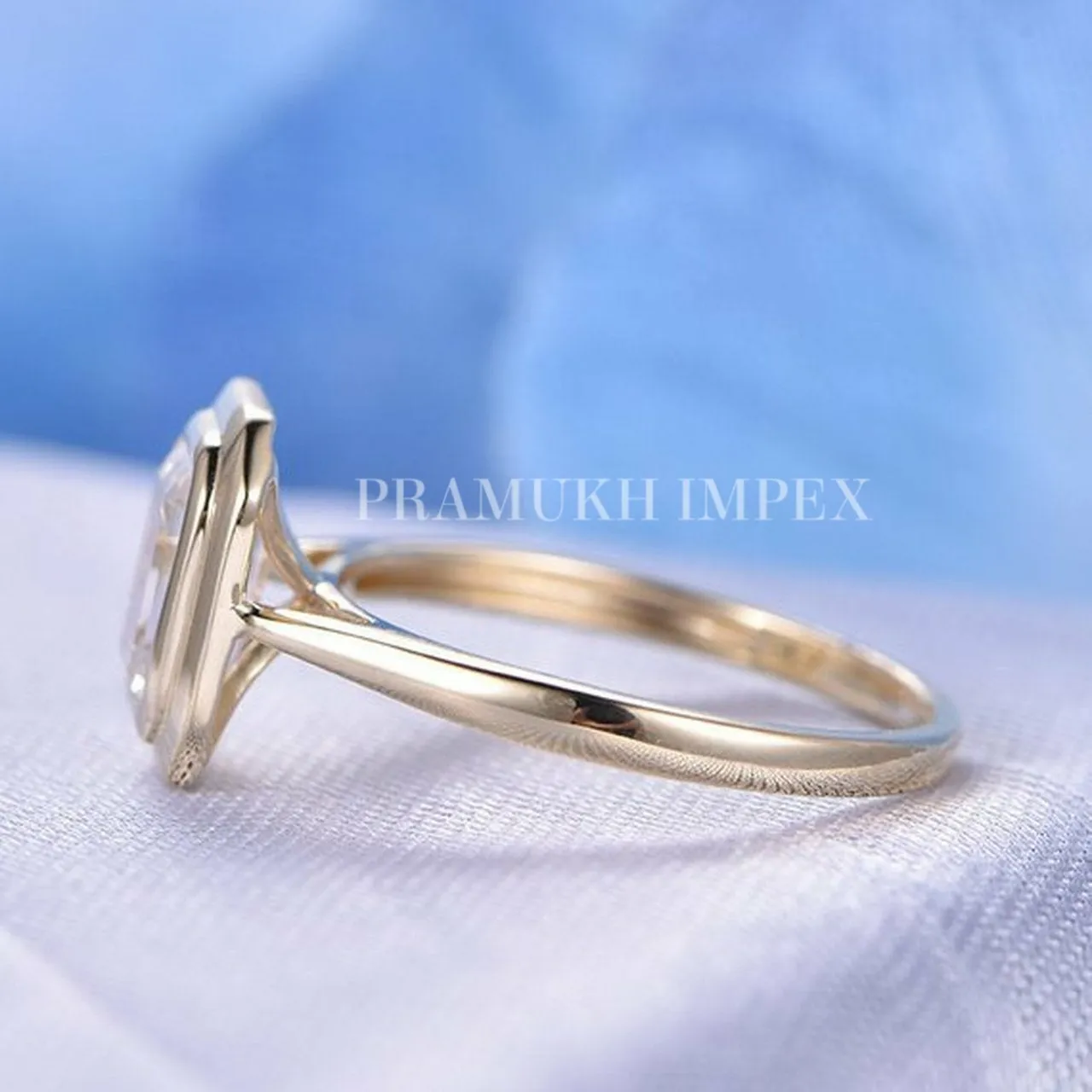 Emerald cut moissanite engagement ring solid 14k gold celtic unique bezel promise ring for women wedding diamond anniversary ring