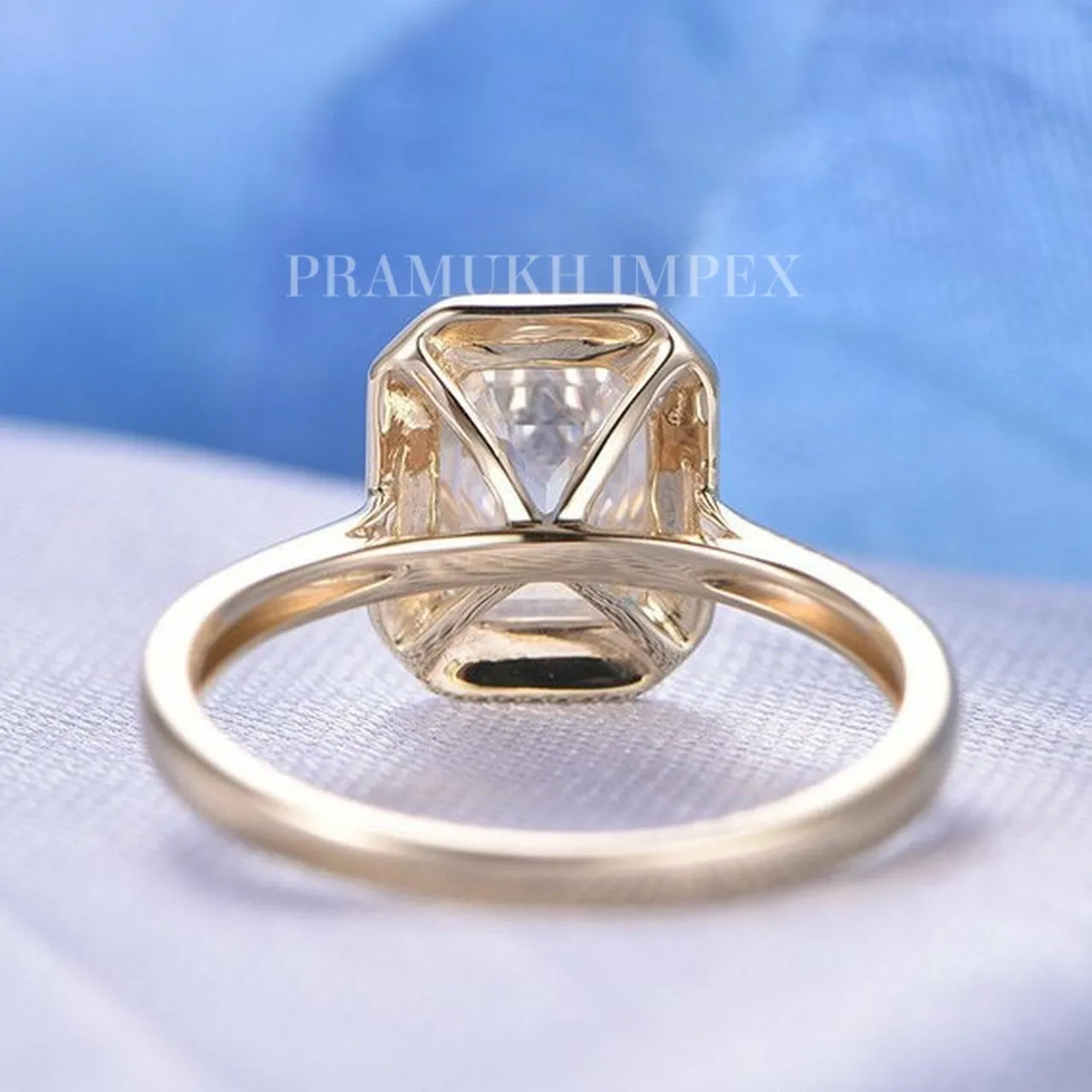 Emerald cut moissanite engagement ring solid 14k gold celtic unique bezel promise ring for women wedding diamond anniversary ring