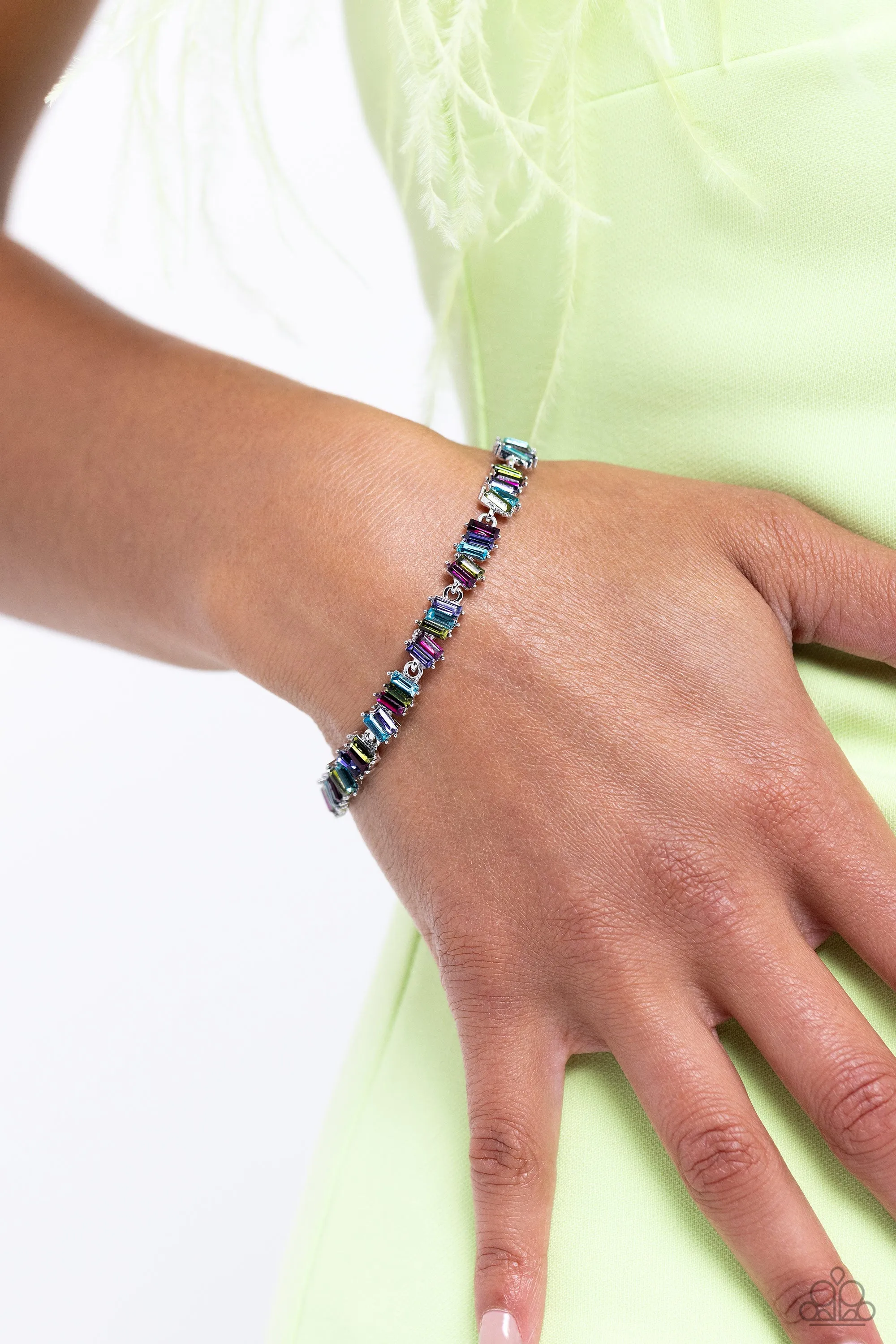 Emerald Ensemble - Multi - Colored Gem Paparazzi Lobster Claw Bracelet