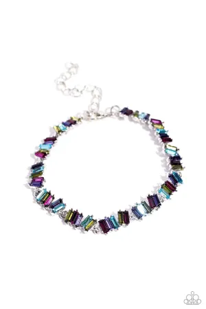 Emerald Ensemble - Multi - Colored Gem Paparazzi Lobster Claw Bracelet