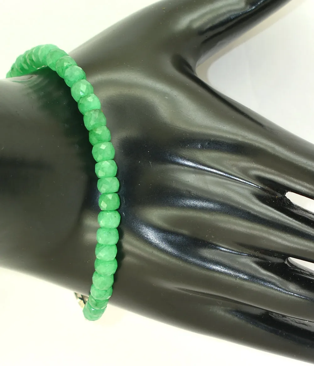 Emerald Gemstone Bracelet in 925 Silver, White Gold Clasp