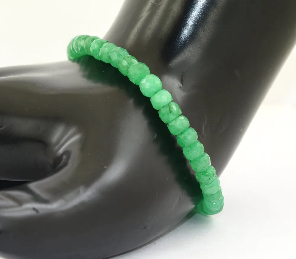 Emerald Gemstone Bracelet in 925 Silver, White Gold Clasp