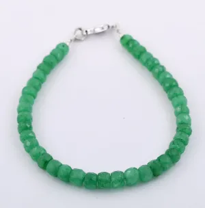 Emerald Gemstone Bracelet in 925 Silver, White Gold Clasp