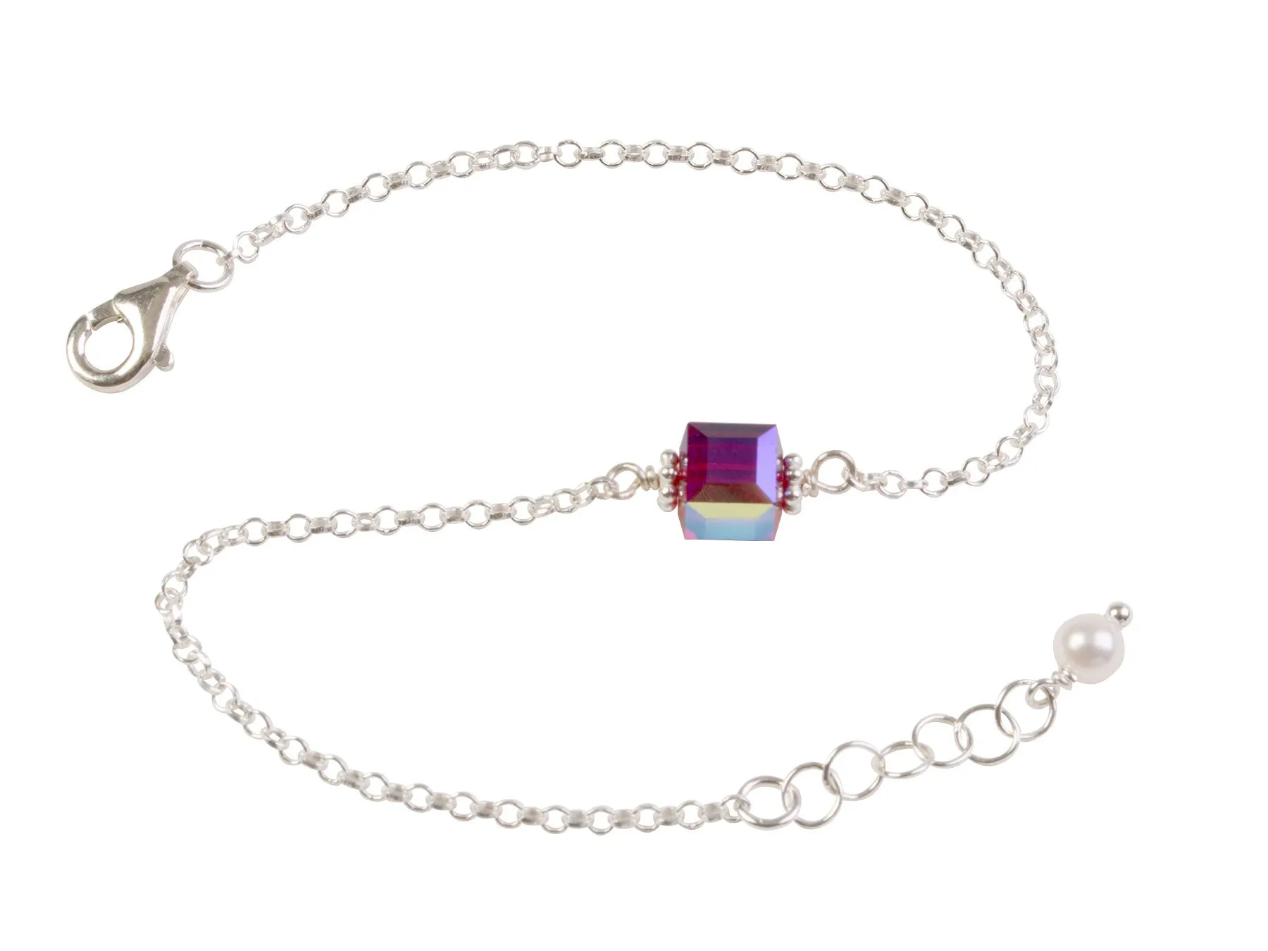 Emerald Green Crystal Cube Chain Bracelet