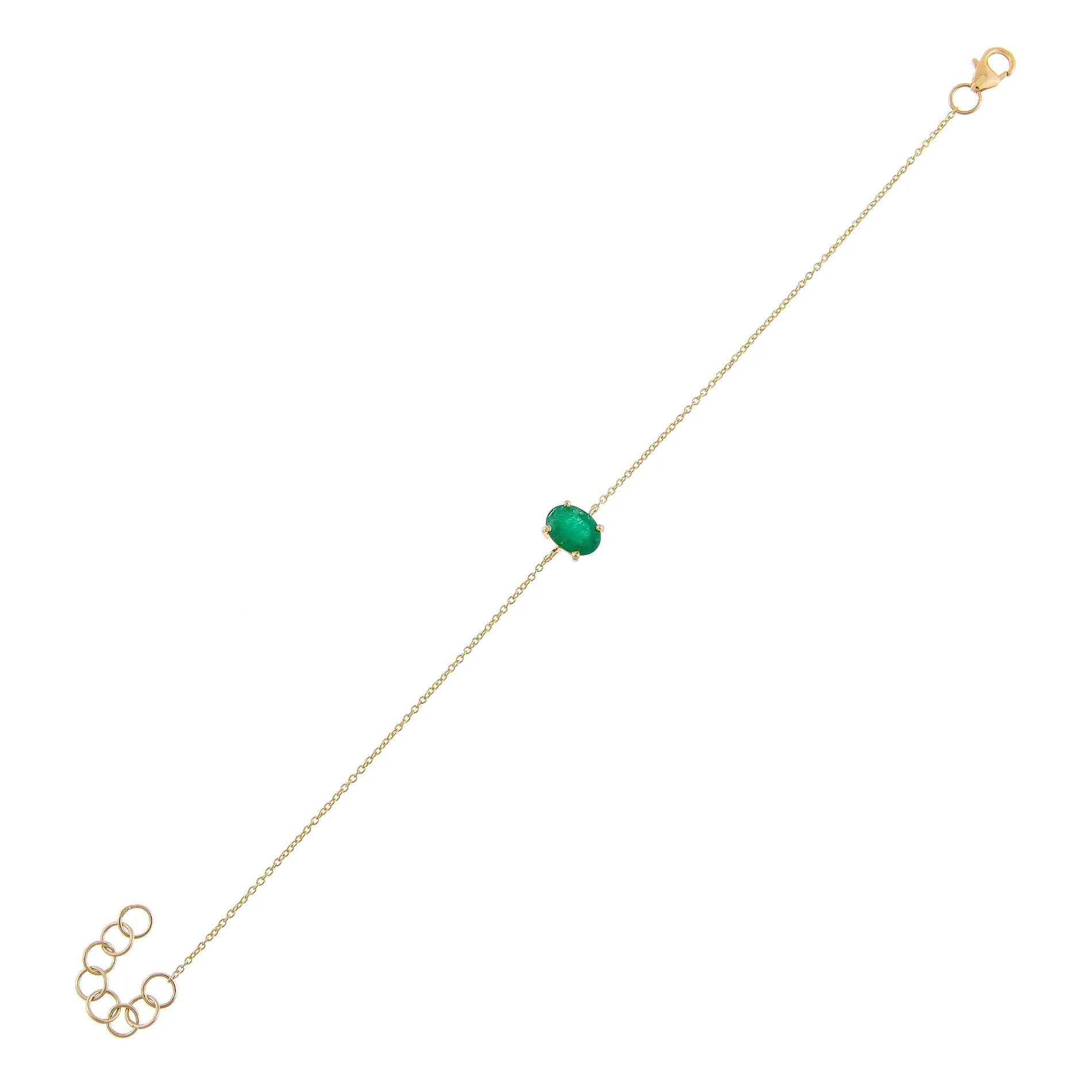 Emerald Green Oval Bracelet 14K
