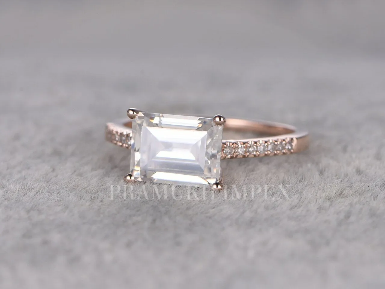 Emerald Moissanite Engagement Ring Rose Gold Solitaire cluster Wedding Ring for women diamond celtic Anniversary Gift For Her