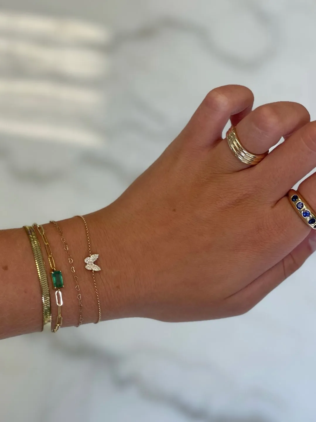 Emerald Solitaire Paperclip Chain Bracelet