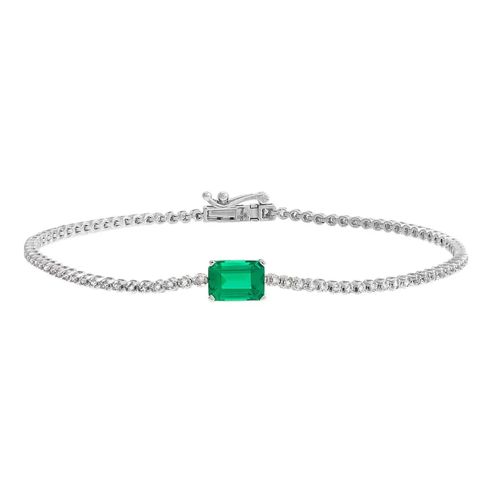 Emerald x Diamond Tennis Bracelet 14K