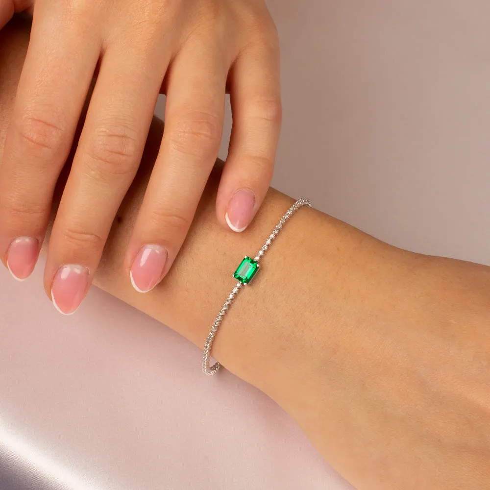 Emerald x Diamond Tennis Bracelet 14K