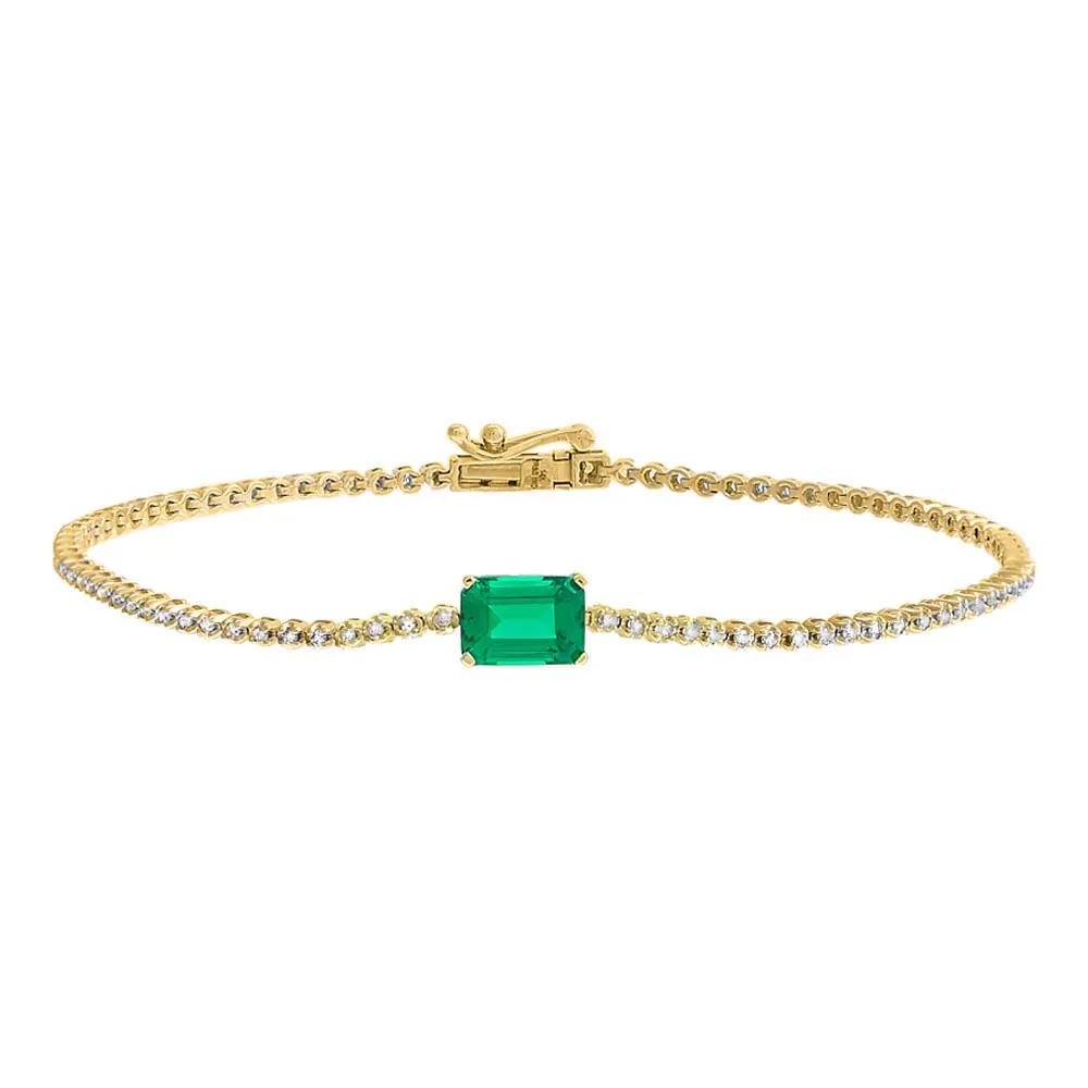 Emerald x Diamond Tennis Bracelet 14K