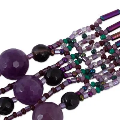 Enchanting Amethyst & Agate Beaded Small Wristband Bracelet