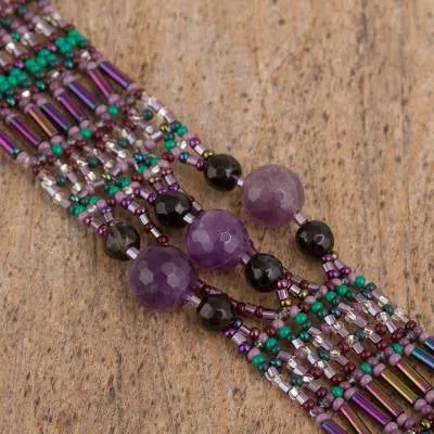 Enchanting Amethyst & Agate Beaded Small Wristband Bracelet