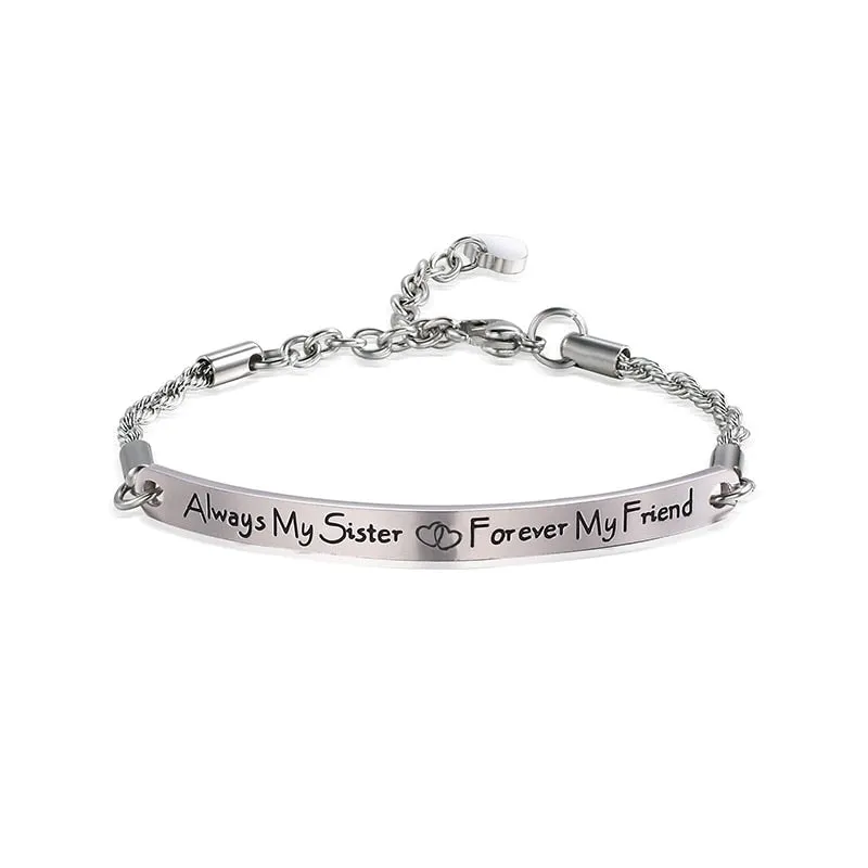 Engraved Sister Bangle Bracelet
