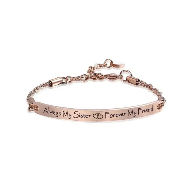 Engraved Sister Bangle Bracelet