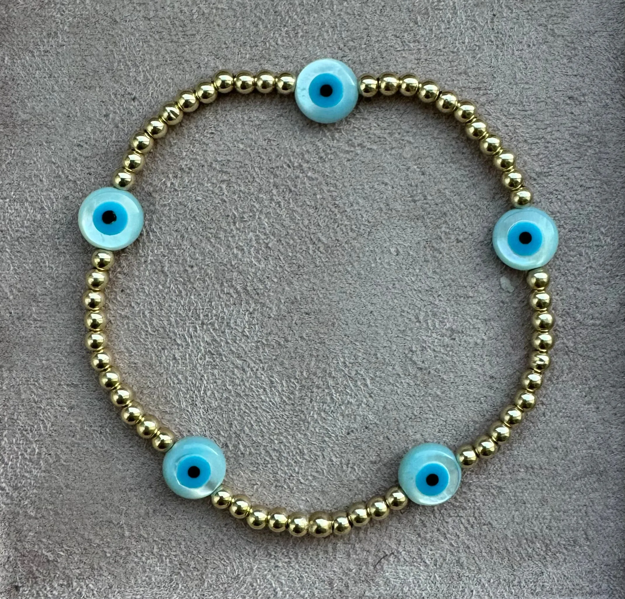 EVIL EYE BY THE YARD | Opal Charm and 14K Gold Filled Beads Bracelet - Large