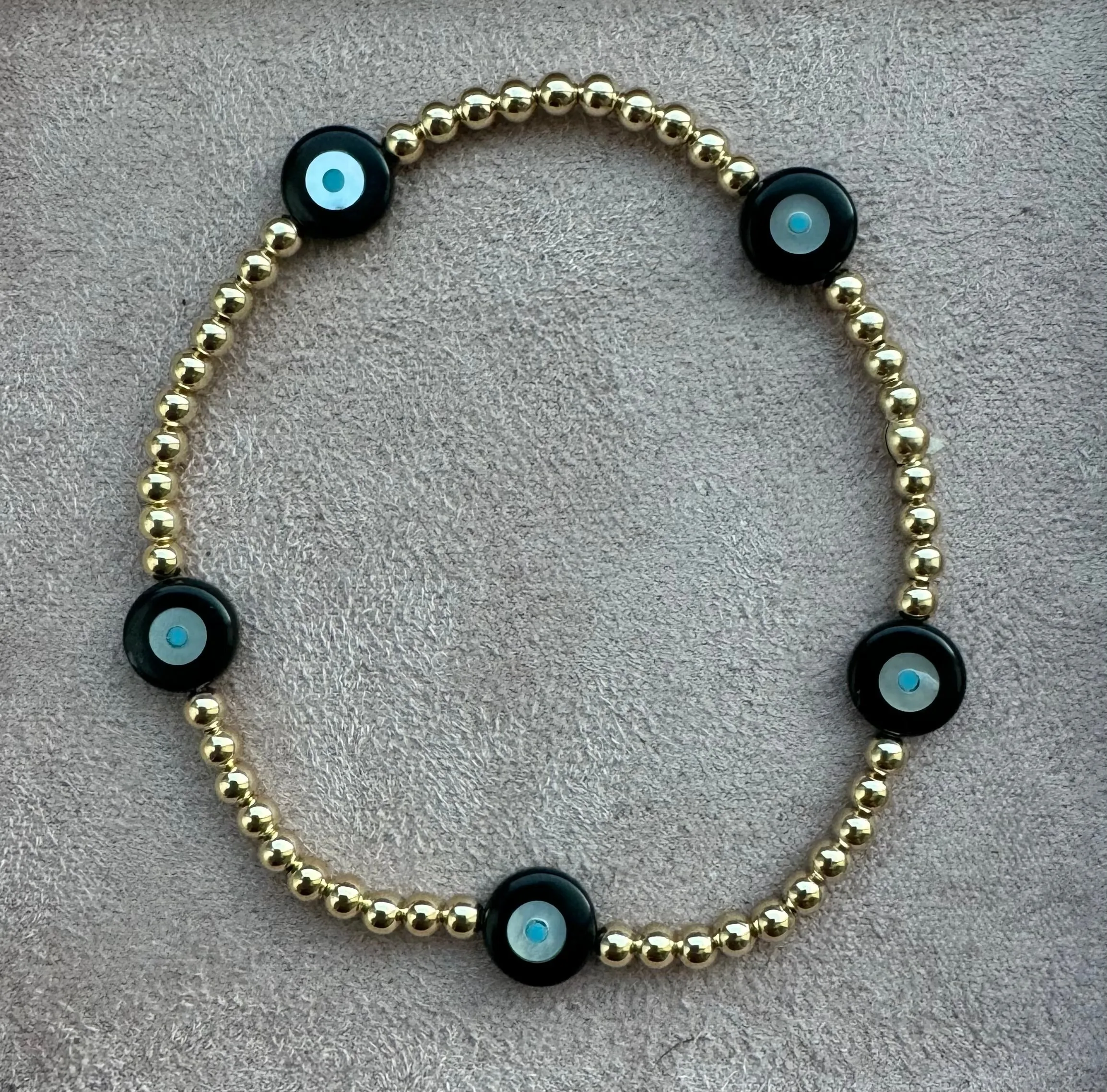 EVIL EYE BY THE YARD | Opal Charm and 14K Gold Filled Beads Bracelet - Large