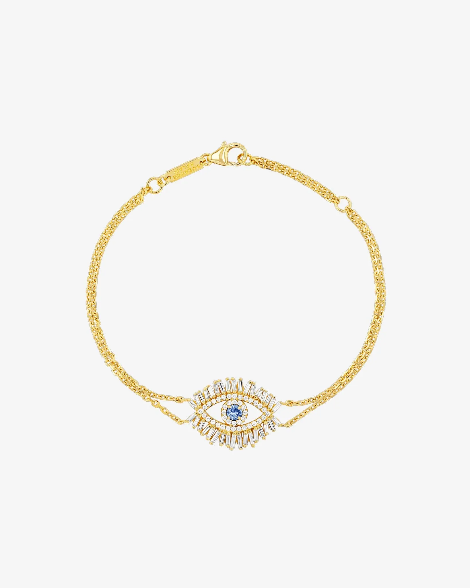 Evil Eye Midi Light Blue Sapphire Half Pavé Bracelet