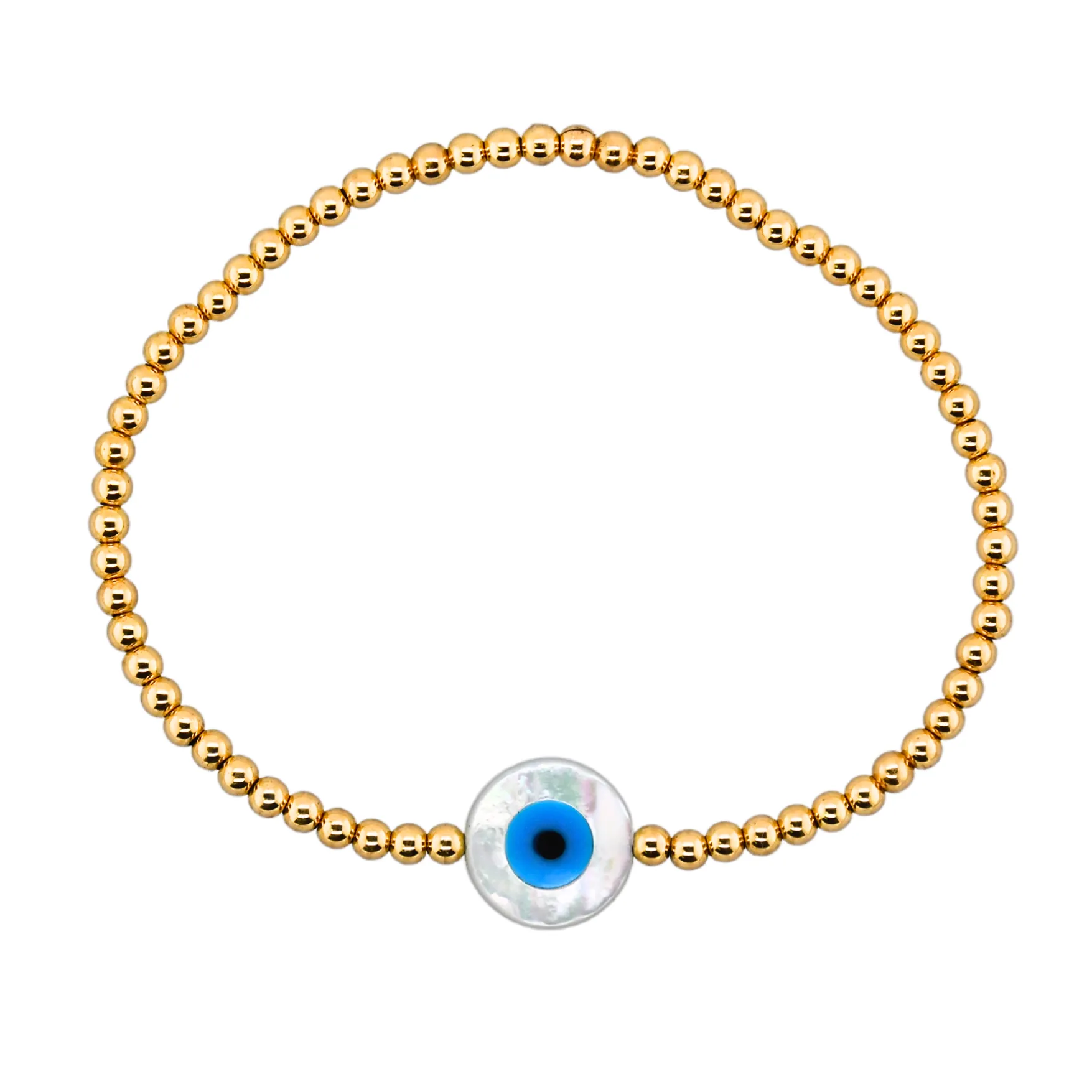 EVIL EYE MOP | Opal Charm and 14K Gold Filled Beads Bracelet - Large