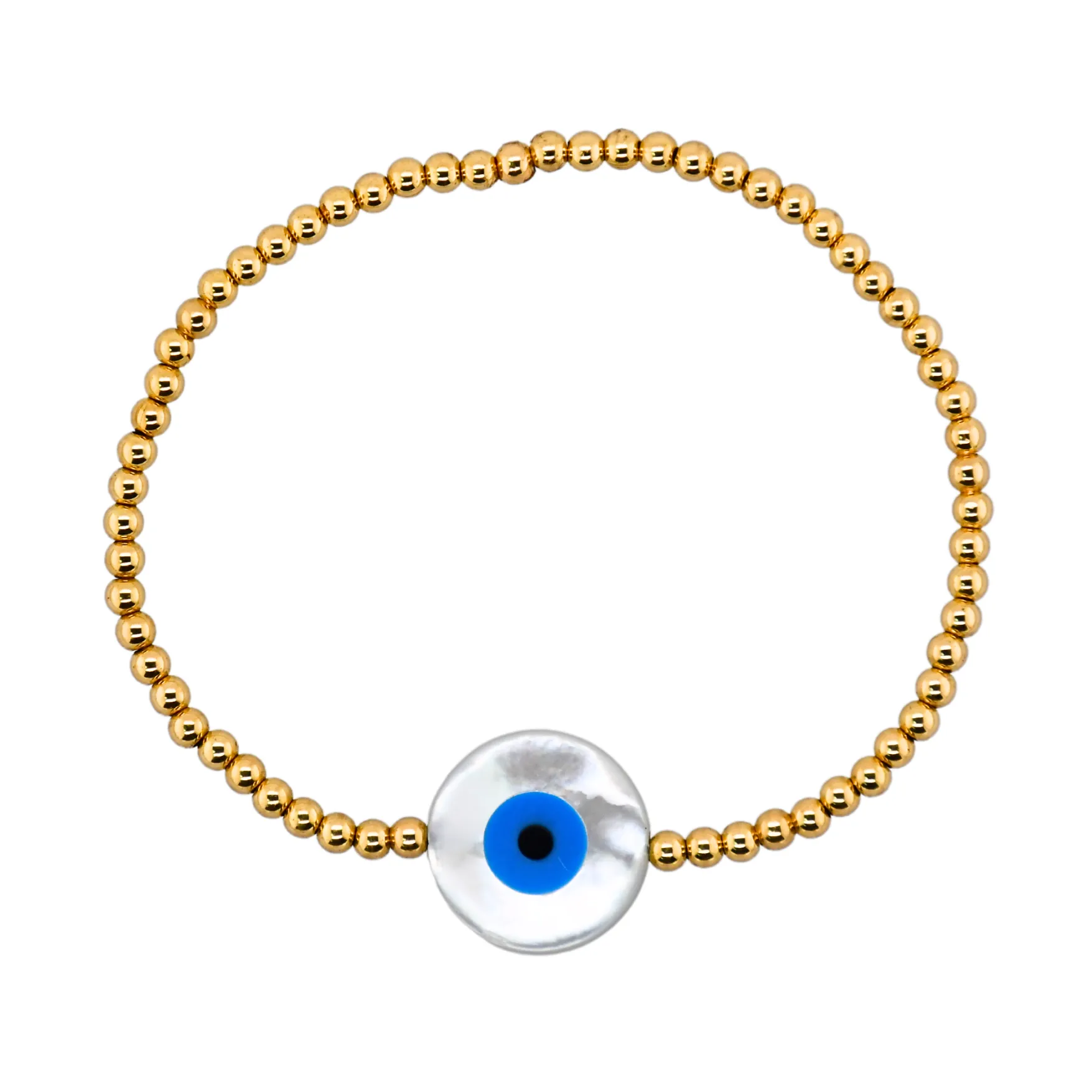 EVIL EYE MOP | Opal Charm and 14K Gold Filled Beads Bracelet - XL