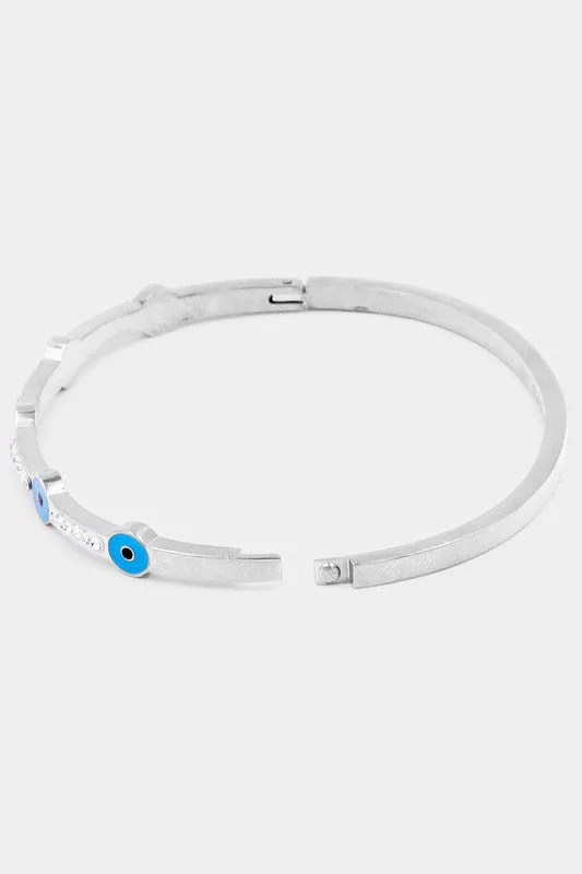 Evil Eye Rhinestone Bangle