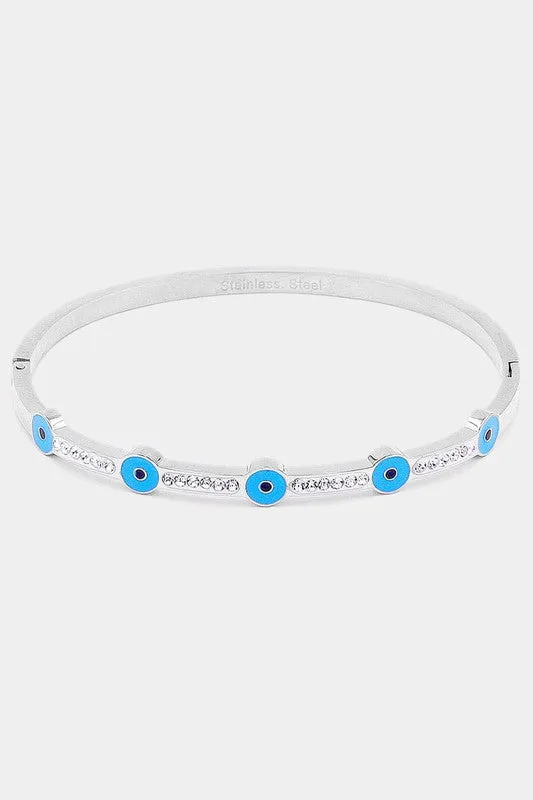 Evil Eye Rhinestone Bangle