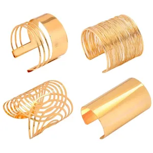 Exaggerate Punk Wide Cuff Bangles For Women Men Vintage Gold Silver Color Bracelet Boho Fashion Pulseras Jewelry